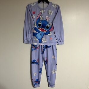 Lilo & Stitch 2 Piece Kids Pajama Set Size 10-12 Purple